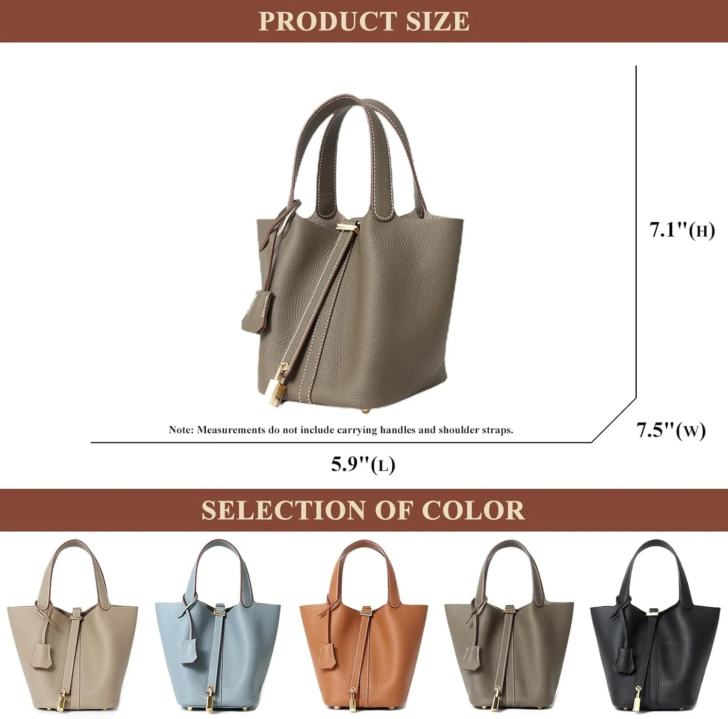 Women's Genuine Leather Soft Bucket Bags Stylish Lock Design Small Handbags Casual Satchel Ladies Daily Shoulder Bags