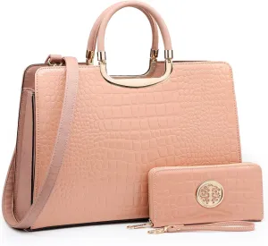 Womens Handbag Top Handle Shoulder Bag Tote Satchel Purse Work Bag with Matching Wallet