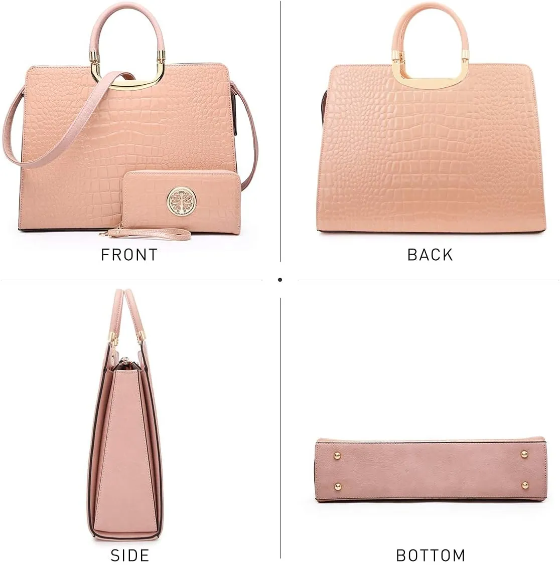 Womens Handbag Top Handle Shoulder Bag Tote Satchel Purse Work Bag with Matching Wallet