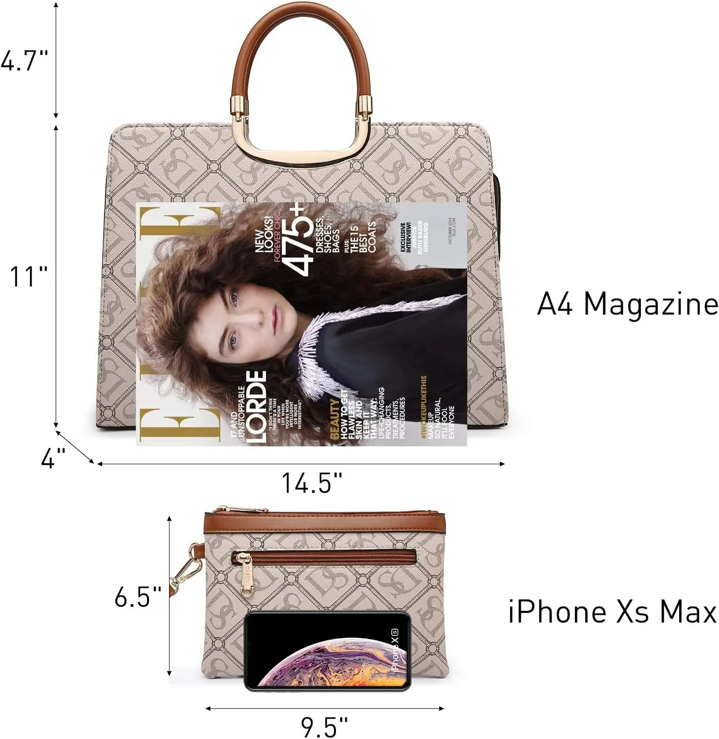 Womens Handbag Top Handle Shoulder Bag Tote Satchel Purse Work Bag with Matching Wallet