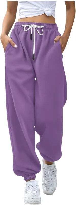 Women's High Waisted Jeans Fashion Solid Colour Casual Drawstring Elastic Waist Trousers Jeans, S-3XL
