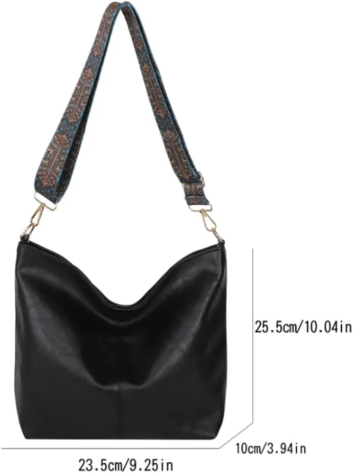 Women's Hobo Shoulder Bag with Adjustable Decorative Strap, Large Capacity Satchel Shoulder Bag