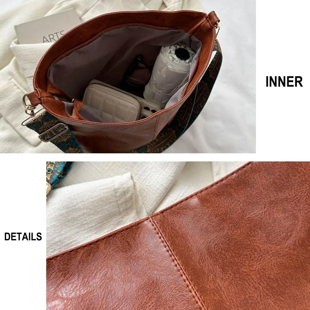 Women's Hobo Shoulder Bag with Adjustable Decorative Strap, Large Capacity Satchel Shoulder Bag