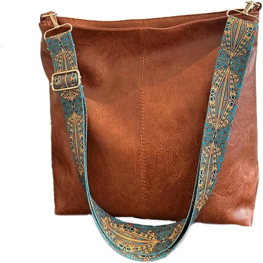 Women's Hobo Shoulder Bag with Adjustable Decorative Strap, Large Capacity Satchel Shoulder Bag