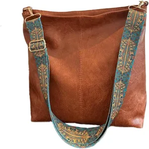Women's Hobo Shoulder Bag with Adjustable Decorative Strap, Large Capacity Satchel Shoulder Bag