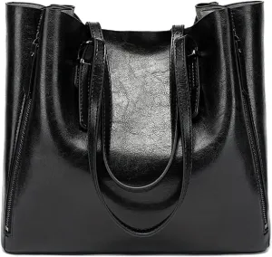 Women’s Leather Handbag Shoulder Bags Work Tote Bag Top Handle Bag Ladies Designer Purses Satchel（Brown）
