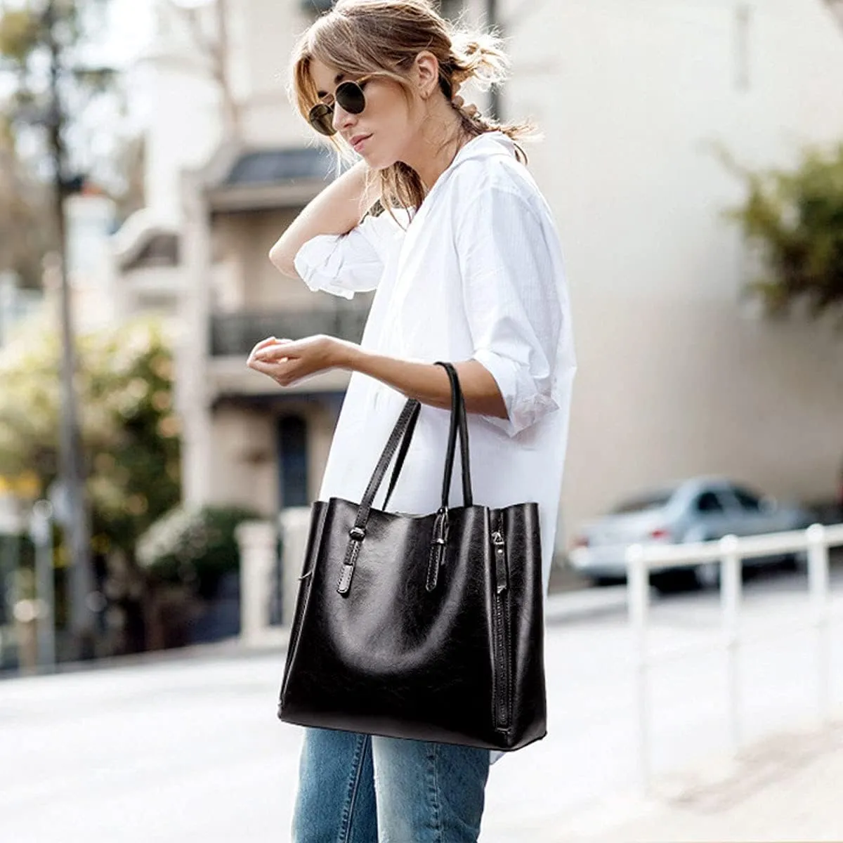 Women’s Leather Handbag Shoulder Bags Work Tote Bag Top Handle Bag Ladies Designer Purses Satchel（Brown）