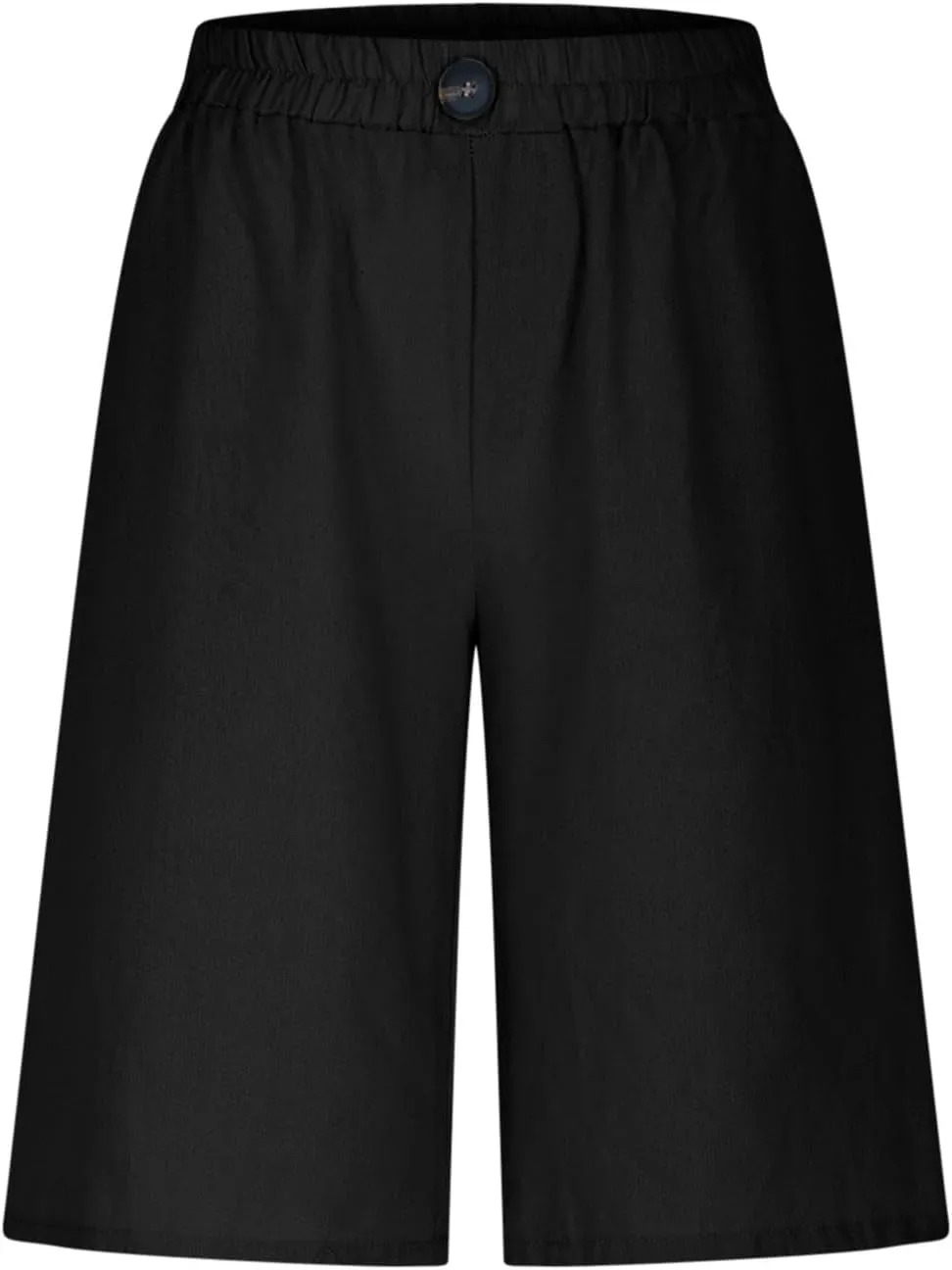 Womens Loose Wide Leg Bermuda Shorts Summer Comfy Elastic Waist Breathable Cotton Linen Knee Length Short Pants