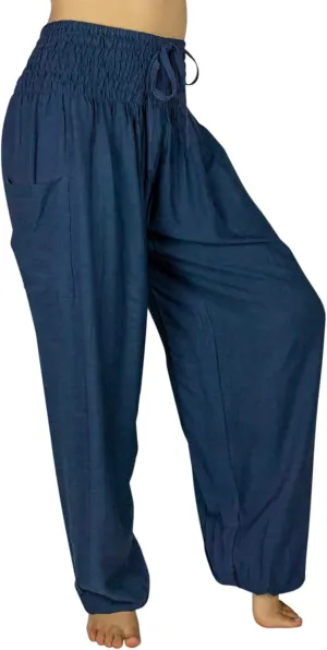 Womens Lounge Yoga Pants Harem Elastic High Waist with Pockets - Petite XS - 2XL