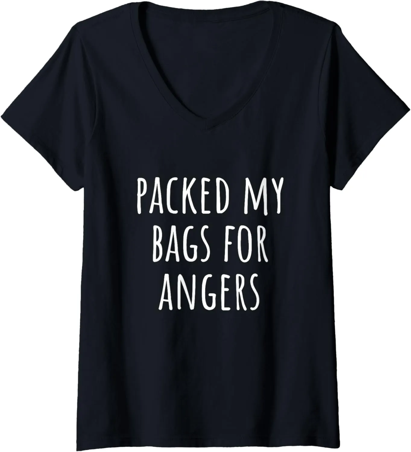 Womens Packed My Bags For Angers V-Neck T-Shirt