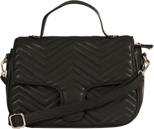 Women’s Quilted Faux Leather Satchel Bag – Top Handle & Crossbody Strap – Heart Detail Purse – Kiki