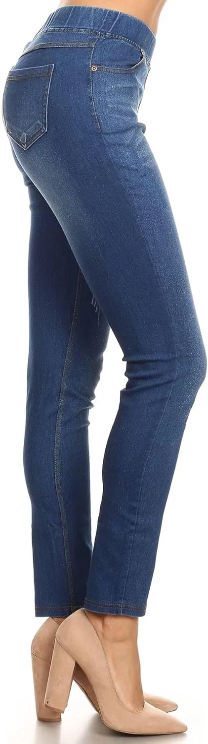 Women's Skinny Jeans Elastic Waist Pull On Jeggings Denim Pants with Pockets Regular - Plus Size