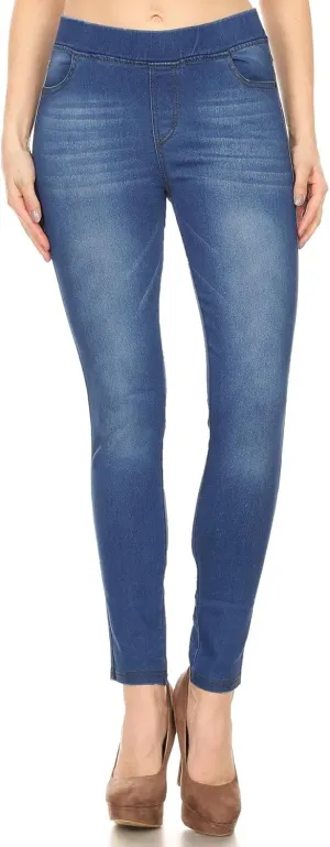 Women's Skinny Jeans Elastic Waist Pull On Jeggings Denim Pants with Pockets Regular - Plus Size