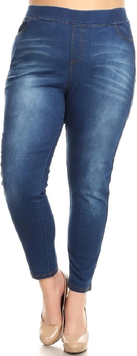 Women's Skinny Jeans Elastic Waist Pull On Jeggings Denim Pants with Pockets Regular - Plus Size