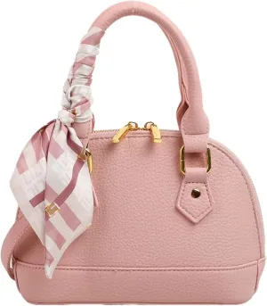 Women's Small Satchel Purse, Classic Double Zip Top Handle Dome Bag with Cute Bow Bag,Gift for Women and Girls