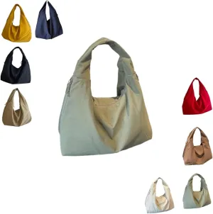Women's Solid Color Textured Draped Tote Bag Large Capacity Fashion Versatile Shoulder 2025 Versatile Slouchy Hobo Bag