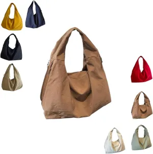 Women's Solid Color Textured Draped Tote Bag Large Capacity Fashion Versatile Shoulder 2025 Versatile Slouchy Hobo Bag