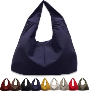 Women's Solid Color Textured Draped Tote Bag Minimalist Versatile Large Capacity Shoulder Hobo Bag Travel Sport