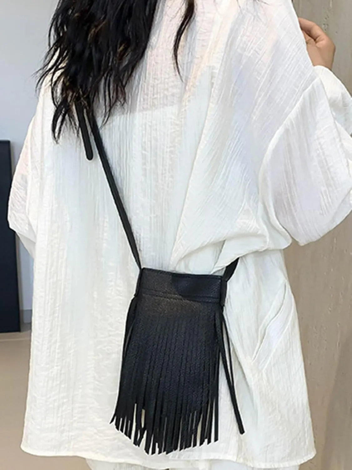 Women's Tassel Mini Shoulder Crossbody Bag Y2K Purses Clutch Strap Tote Handbags Bags