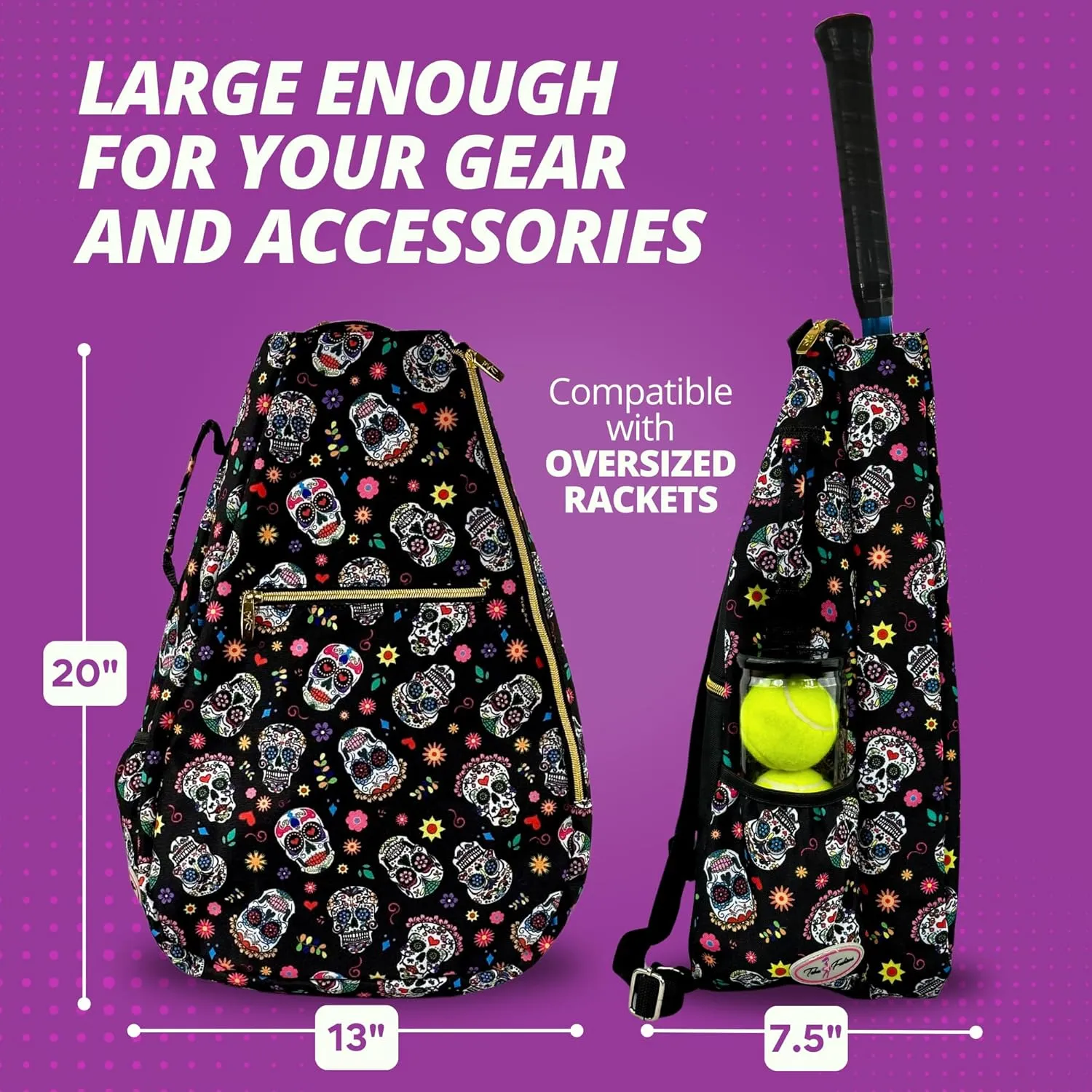 Womens Tennis Backpack - Taboo Fashions Ladies Tennis Bag Holds Two Racquets, Padded Straps and Side Carry Handle