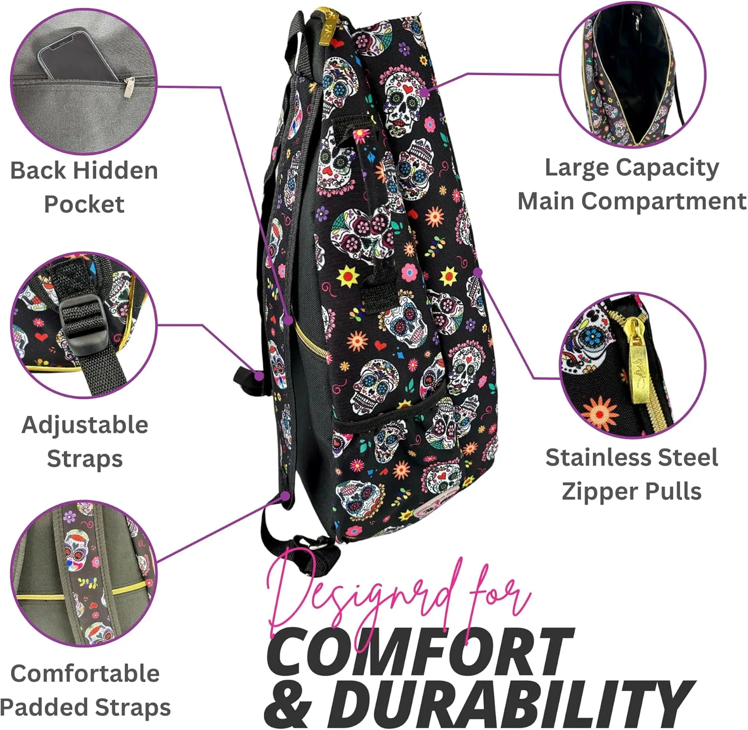 Womens Tennis Backpack - Taboo Fashions Ladies Tennis Bag Holds Two Racquets, Padded Straps and Side Carry Handle