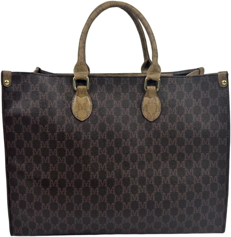 Womens Vegan Leather Classic Pattern Lightweight Fashion Satchel Handbag Large Capacity Bucket Purse Designer Tote Bag