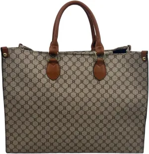 Womens Vegan Leather Classic Pattern Lightweight Fashion Satchel Handbag Large Capacity Bucket Purse Designer Tote Bag