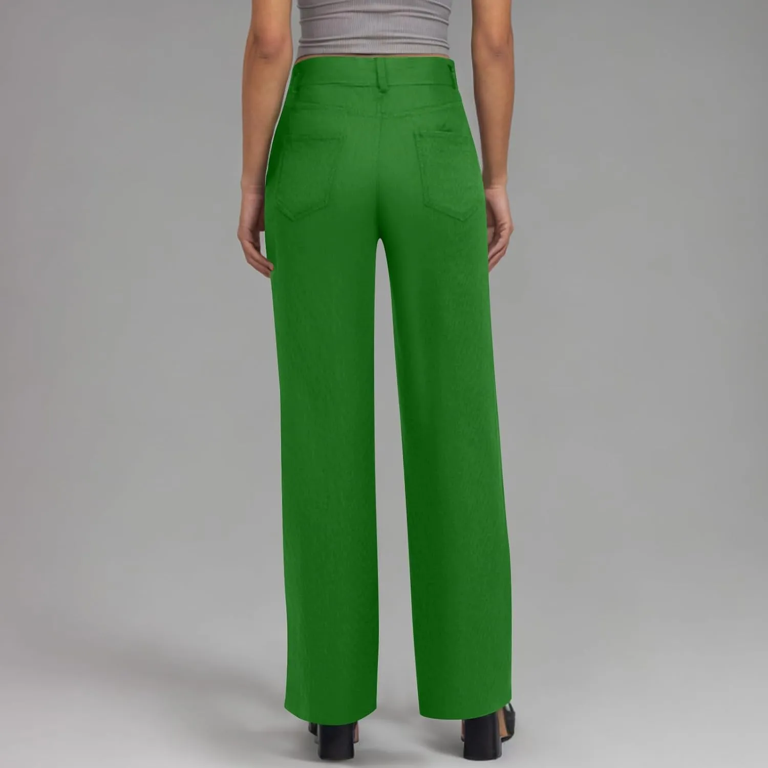 Womens Wide Leg Corduroy Pants Stretch Elastic High Waist Pants Pull On Straight Leg Casual Pant Slacks Trouser 2025