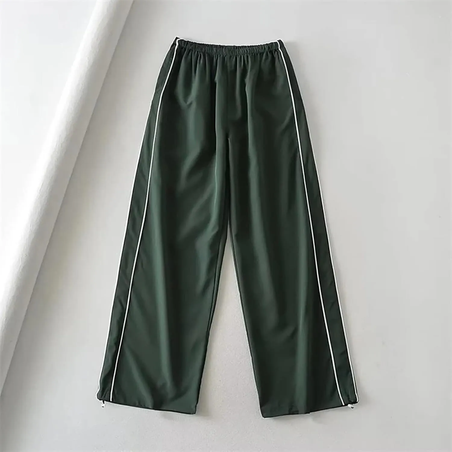 Womens Wide Leg Pants Summer Fashion Striped Pants Elastic Waist Pant Color Block Loose Casual Trousers with Pockets