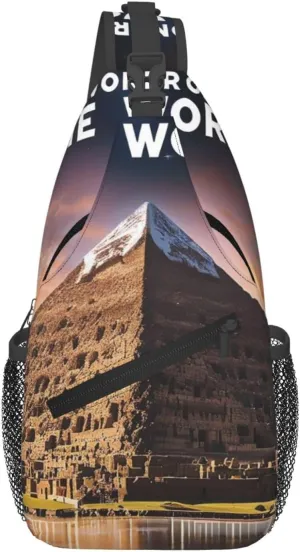 wonders of the world Print Crossbody Sling Bags, Sling Purses Cross Body Bag for Women Men Travel with Water Bottle
