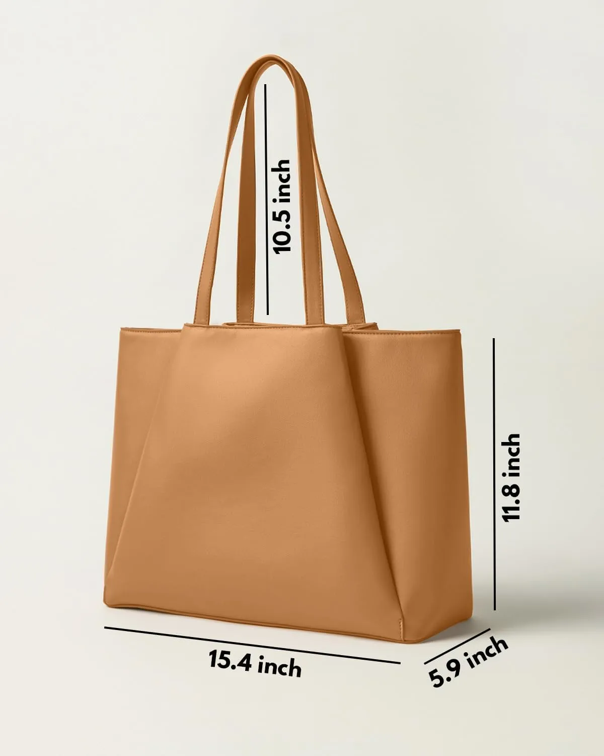 Work Tote Bags for Women 15.6 Inch - Laptop Tote Bag with Zip Compartments - Large PU Leather Office Purse Computer Briefcase