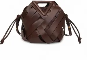 Woven Bucket Crossbody Bags for Women, Top-handle Retro Leather Adjustable Hobo Purse with Zipper Closure Shoulder Bag