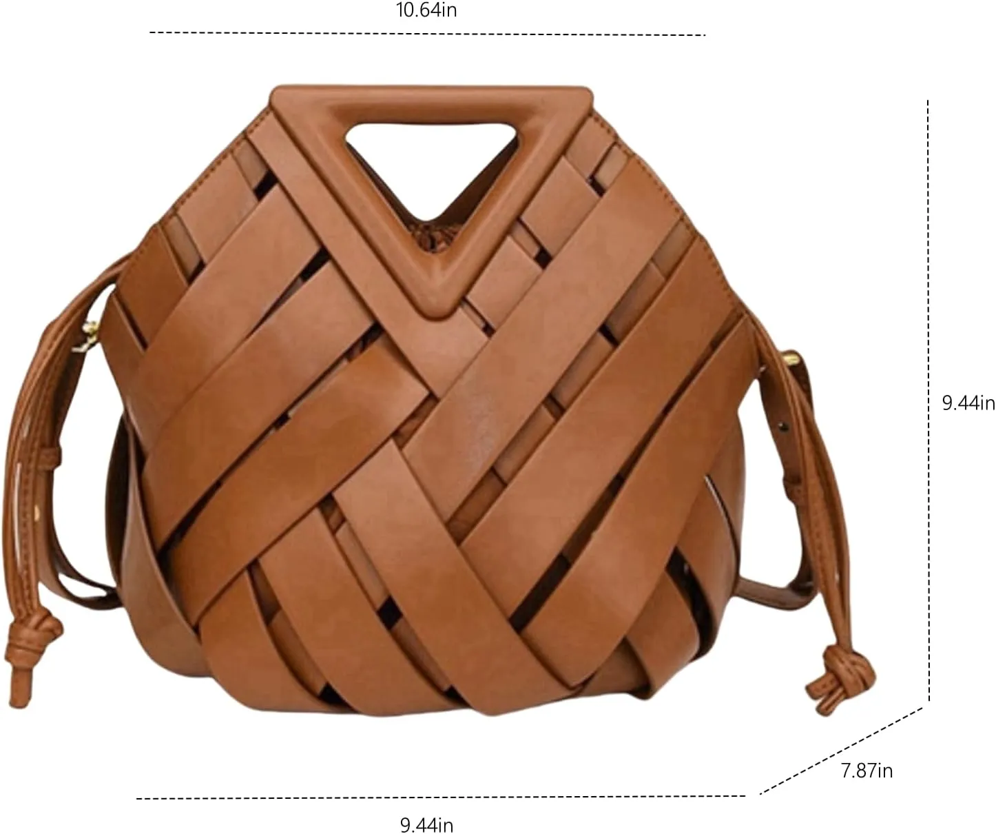 Woven Bucket Crossbody Bags for Women, Top-handle Retro Leather Adjustable Hobo Purse with Zipper Closure Shoulder Bag