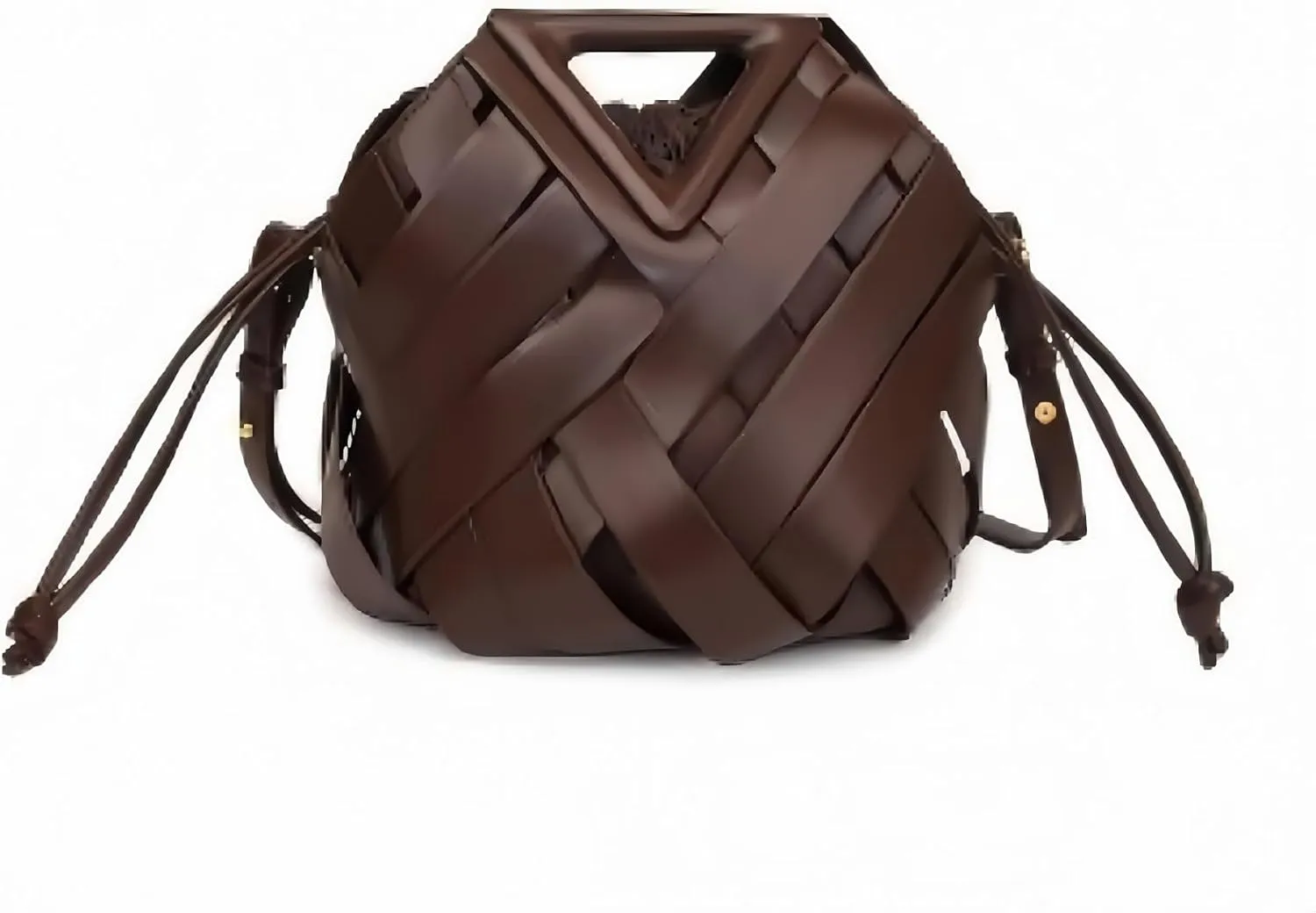Woven Bucket Crossbody Bags for Women, Top-handle Retro Leather Adjustable Hobo Purse with Zipper Closure Shoulder Bag