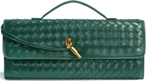 Woven Clutch Purses for Women, Formal Satchel Leather Evening Bag Shoulder Handbag