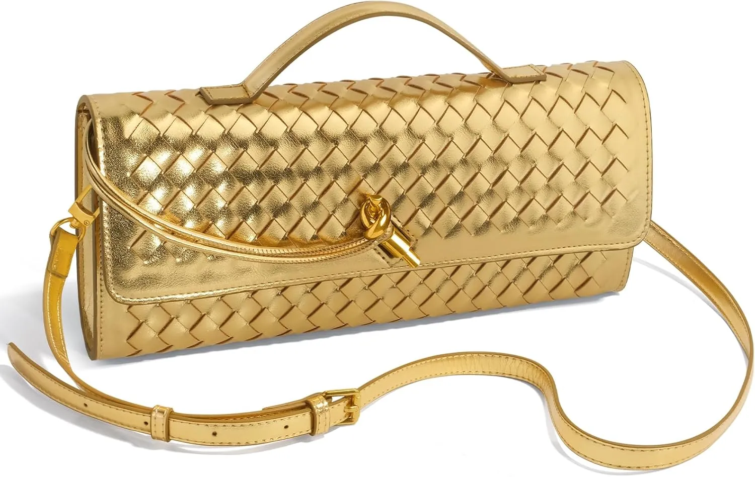 Woven Clutch Purses for Women, Formal Satchel Leather Evening Bag Shoulder Handbag
