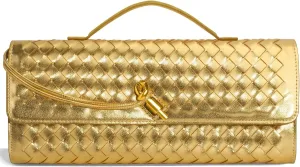 Woven Clutch Purses for Women, Formal Satchel Leather Evening Bag Shoulder Handbag
