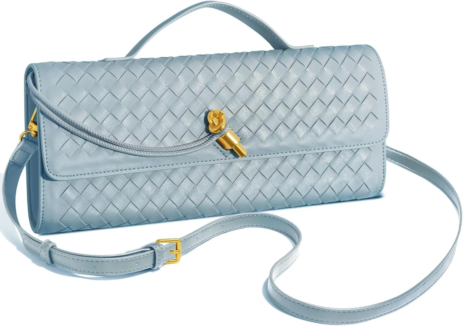Woven Clutch Purses for Women, Formal Satchel Leather Evening Bag Shoulder Handbag