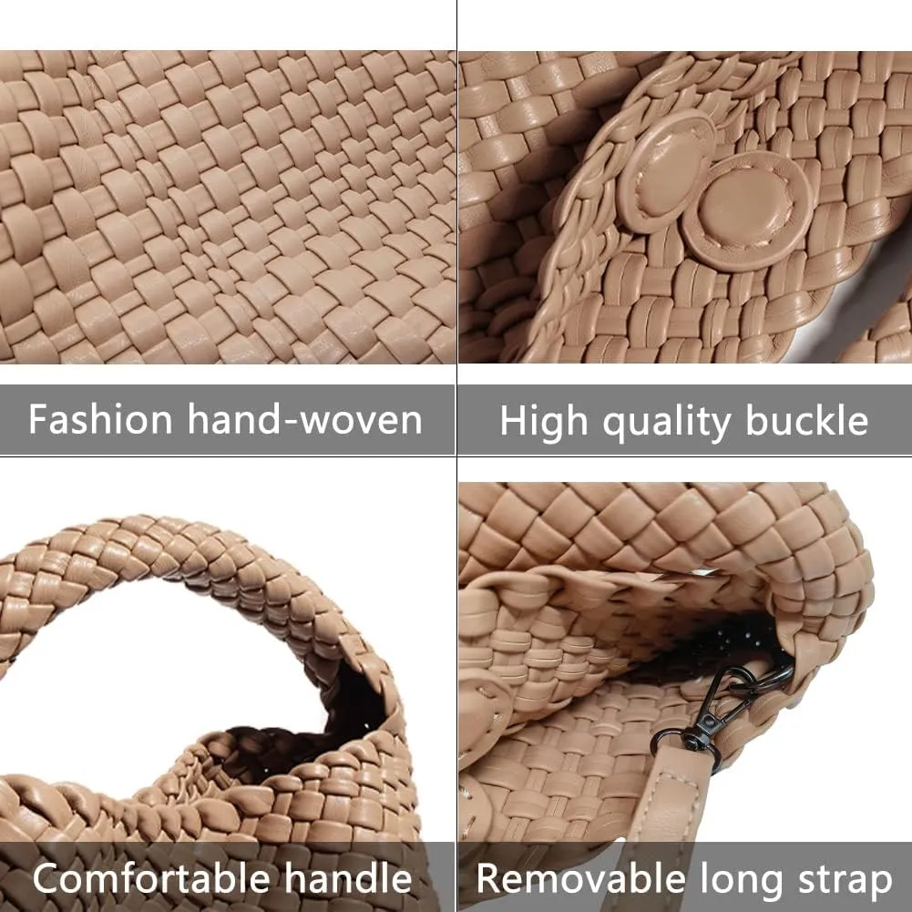 Woven Leather Bags for Women Knoted Women Handbag Designer Shoulder Bucket Purse Handmade Fashion Tote Hobo Bag Small