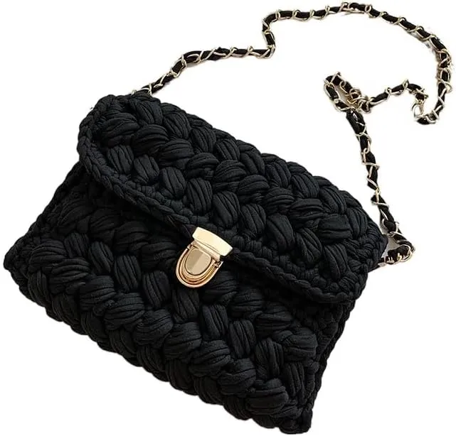 Woven Purse Evening Bag Y2K Handmade Crochet Bags for Women Woven Handbag Colorful Purse Evening Clutch
