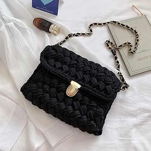 Woven Purse Evening Bag Y2K Handmade Crochet Bags for Women Woven Handbag Colorful Purse Evening Clutch