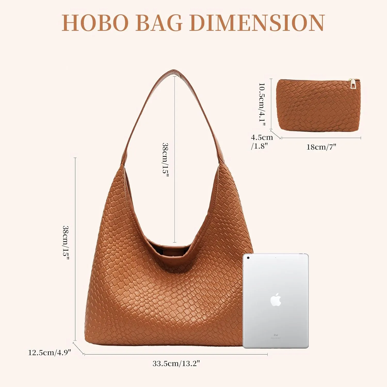 Woven Shoulder Bags for Women 2 PCS Small Leather Hobo Handbag Trendy Underarm Purse Fall Slouchy Tote Bag 2025