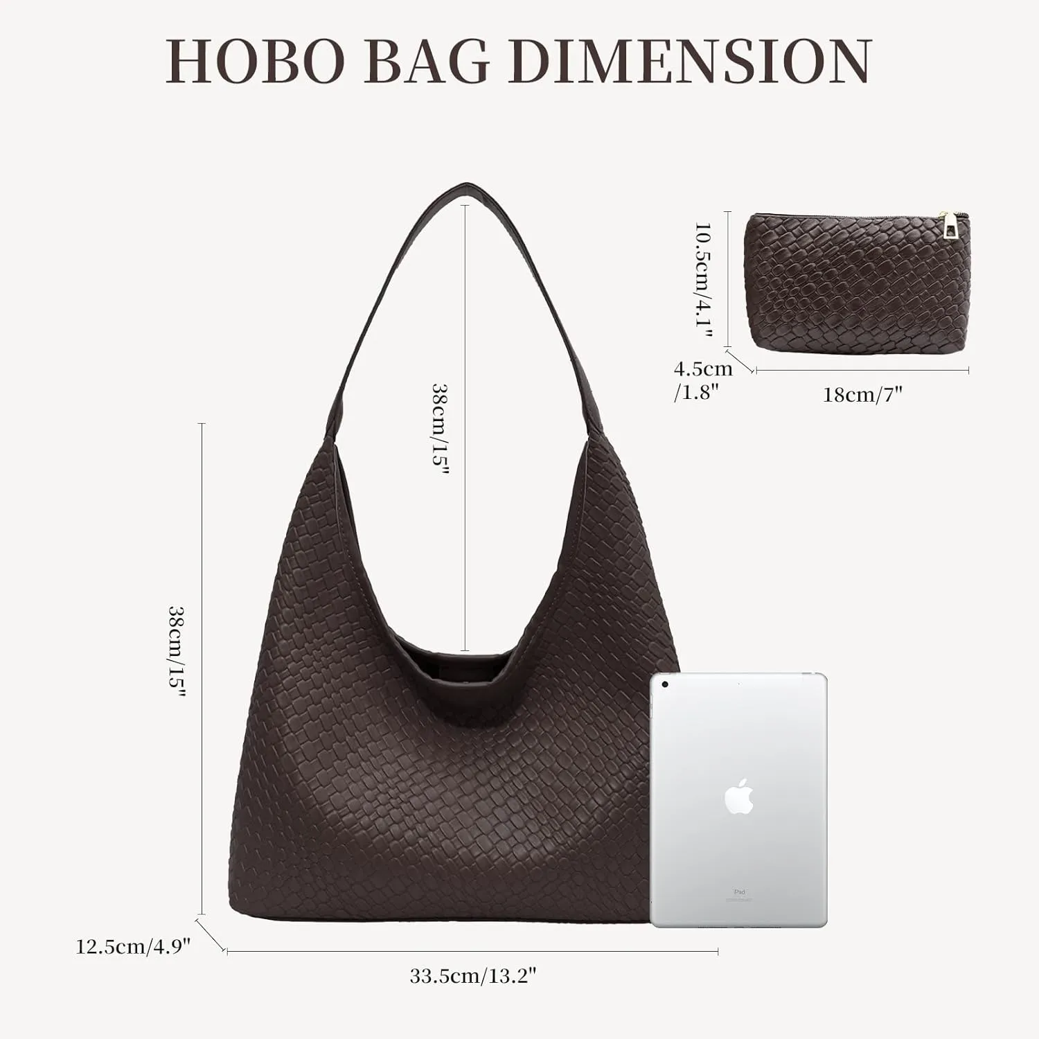 Woven Shoulder Bags for Women 2 PCS Small Leather Hobo Handbag Trendy Underarm Purse Fall Slouchy Tote Bag 2025