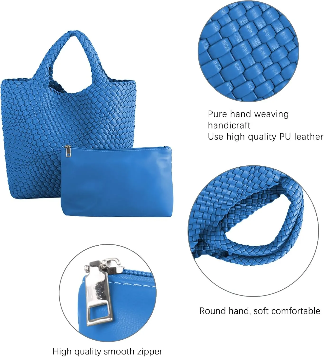 Woven Vegan Leather Handmade Tote for Women - Summer Beach Travel Hand Bag, Purse, Satchel Handbag