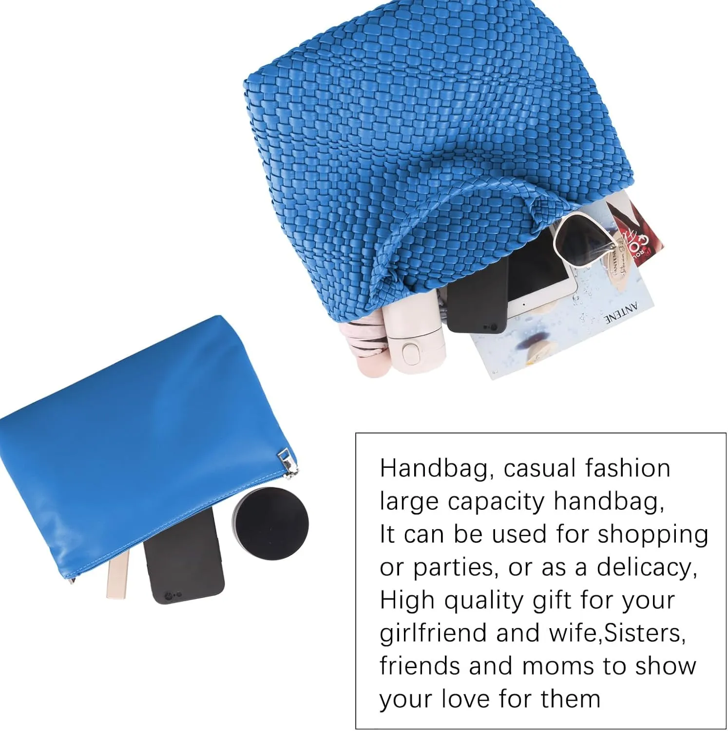 Woven Vegan Leather Handmade Tote for Women - Summer Beach Travel Hand Bag, Purse, Satchel Handbag