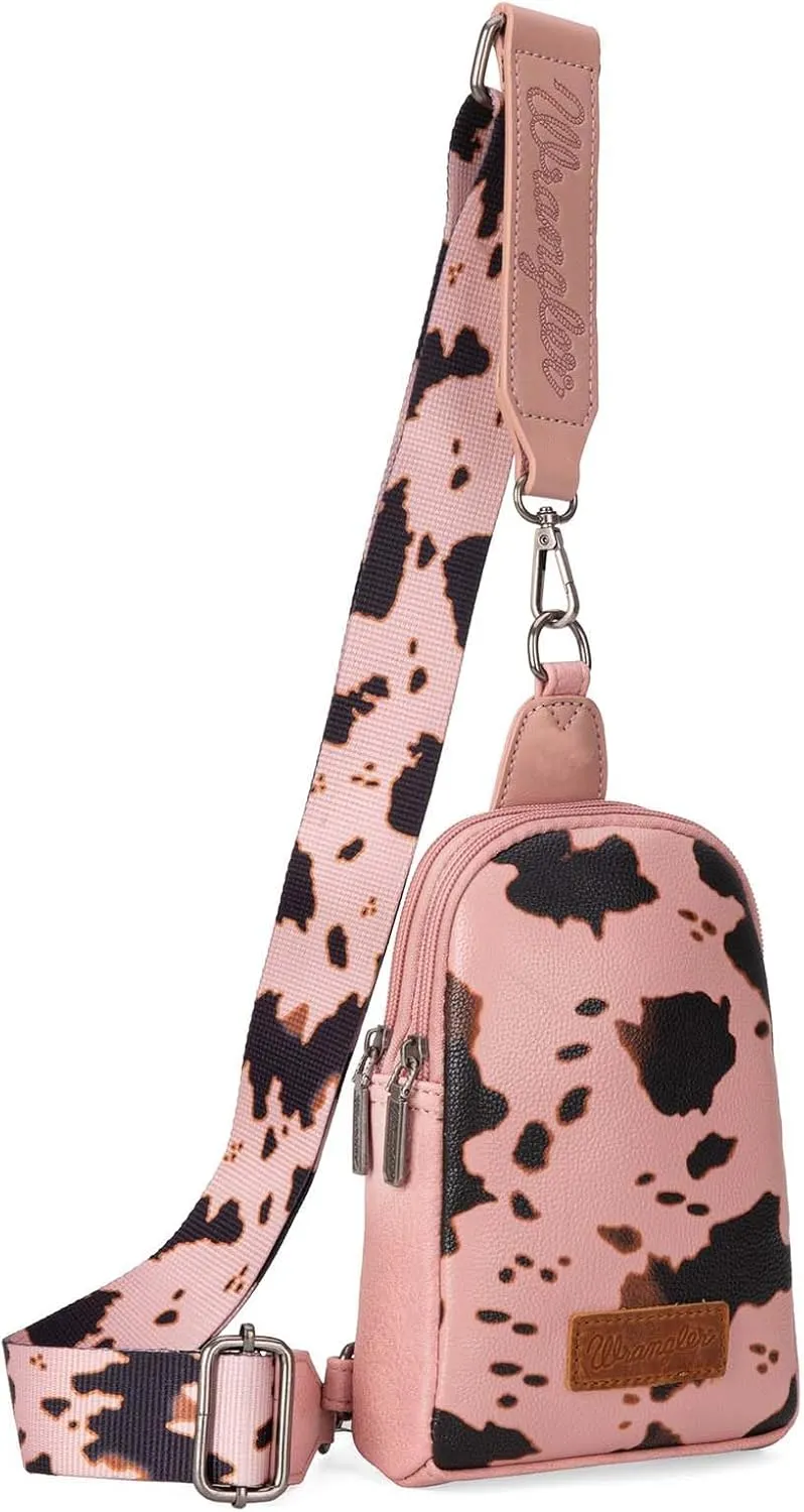 Wrangler Cow Print Crossbody Bags for Women Western Sling Bag with Adjustable Starp Cross Body Purse
