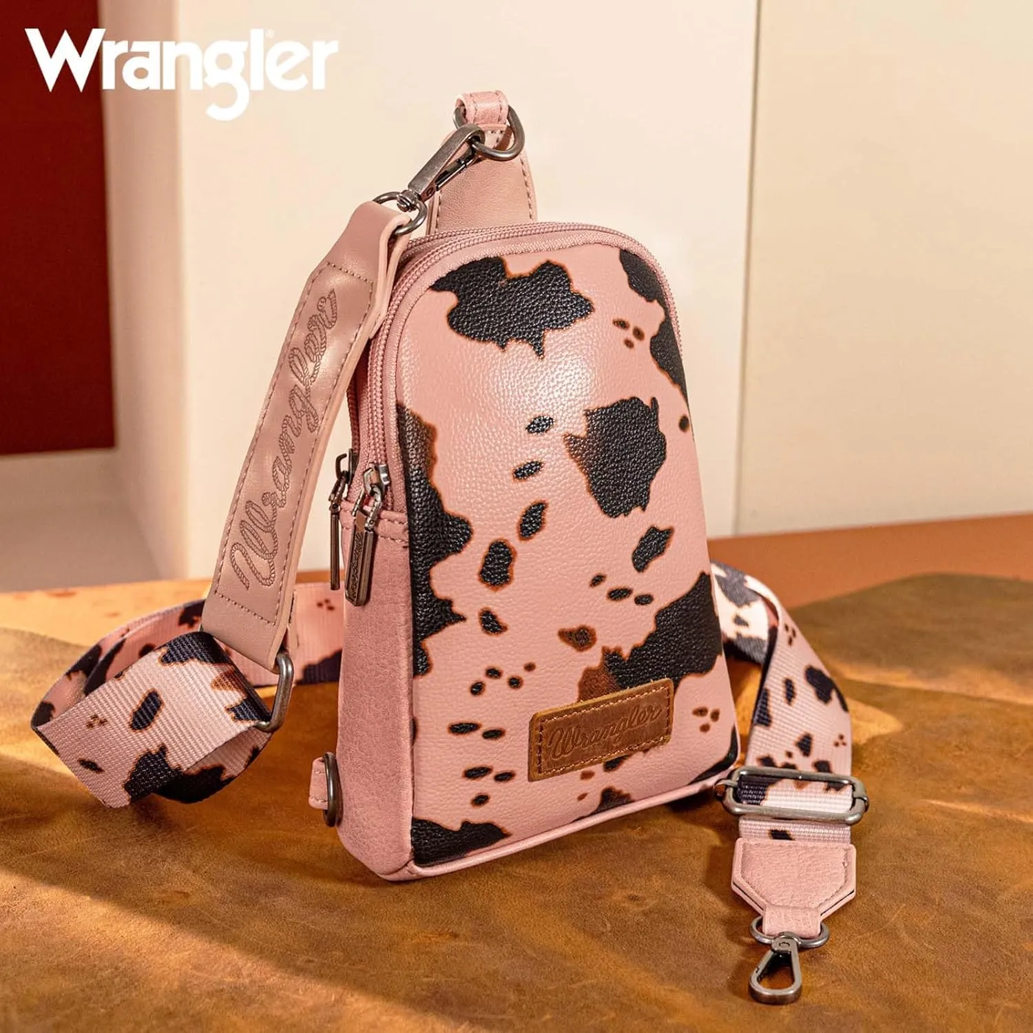 Wrangler Cow Print Crossbody Bags for Women Western Sling Bag with Adjustable Starp Cross Body Purse