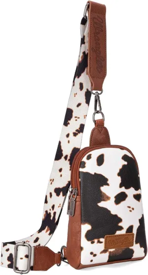 Wrangler Cow Print Crossbody Bags for Women Western Sling Bag with Adjustable Starp Cross Body Purse