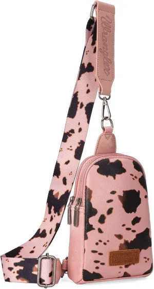 Wrangler Cow Print Crossbody Bags for Women Western Sling Bag with Adjustable Starp Cross Body Purse