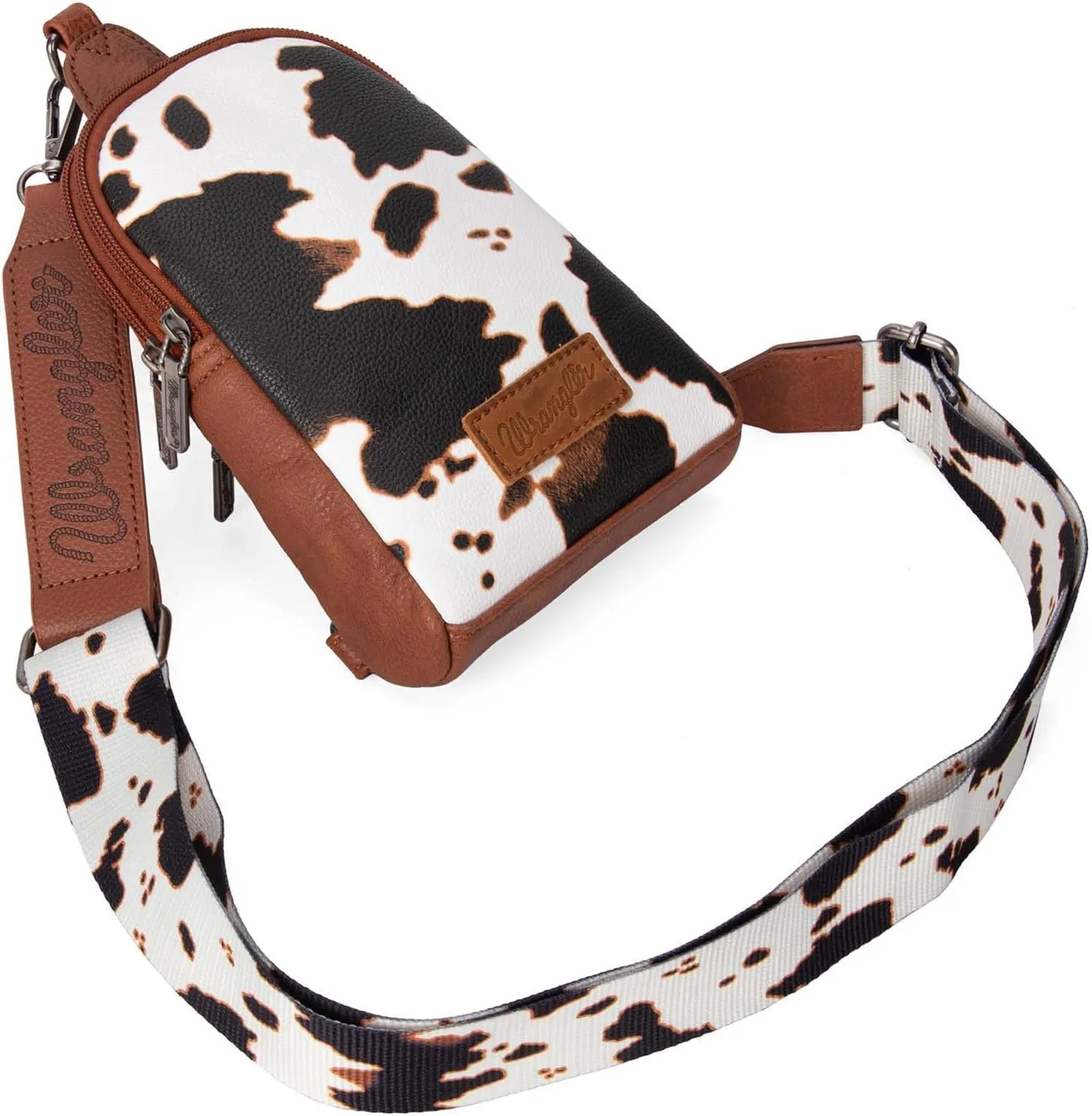 Wrangler Cow Print Crossbody Bags for Women Western Sling Bag with Adjustable Starp Cross Body Purse